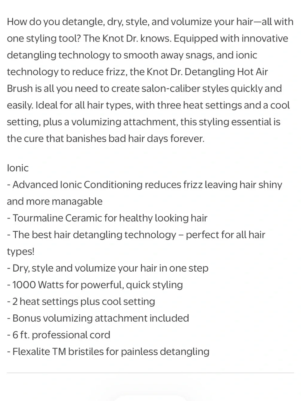 The Knot Dr. for Conair Detangling Hot Air Brush Wet/Dry Styler - Picture 7 of 7